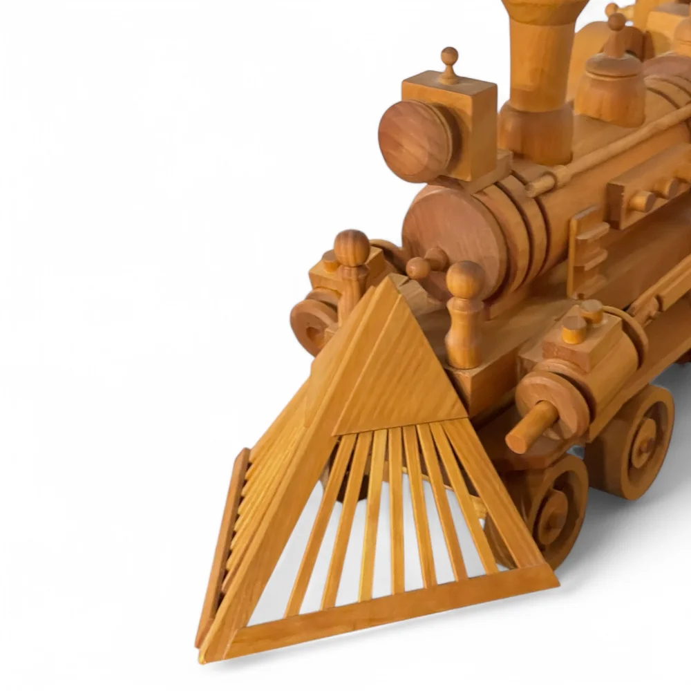 Vintage Handcrafted Wooden Locomotive Train and Tender